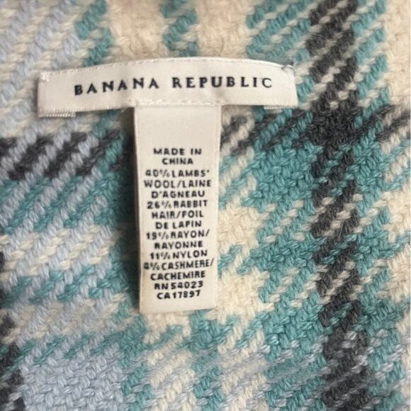 Banana Republic plaid fringe scarf lambswool cashmere vintage - Picture 4 of 5